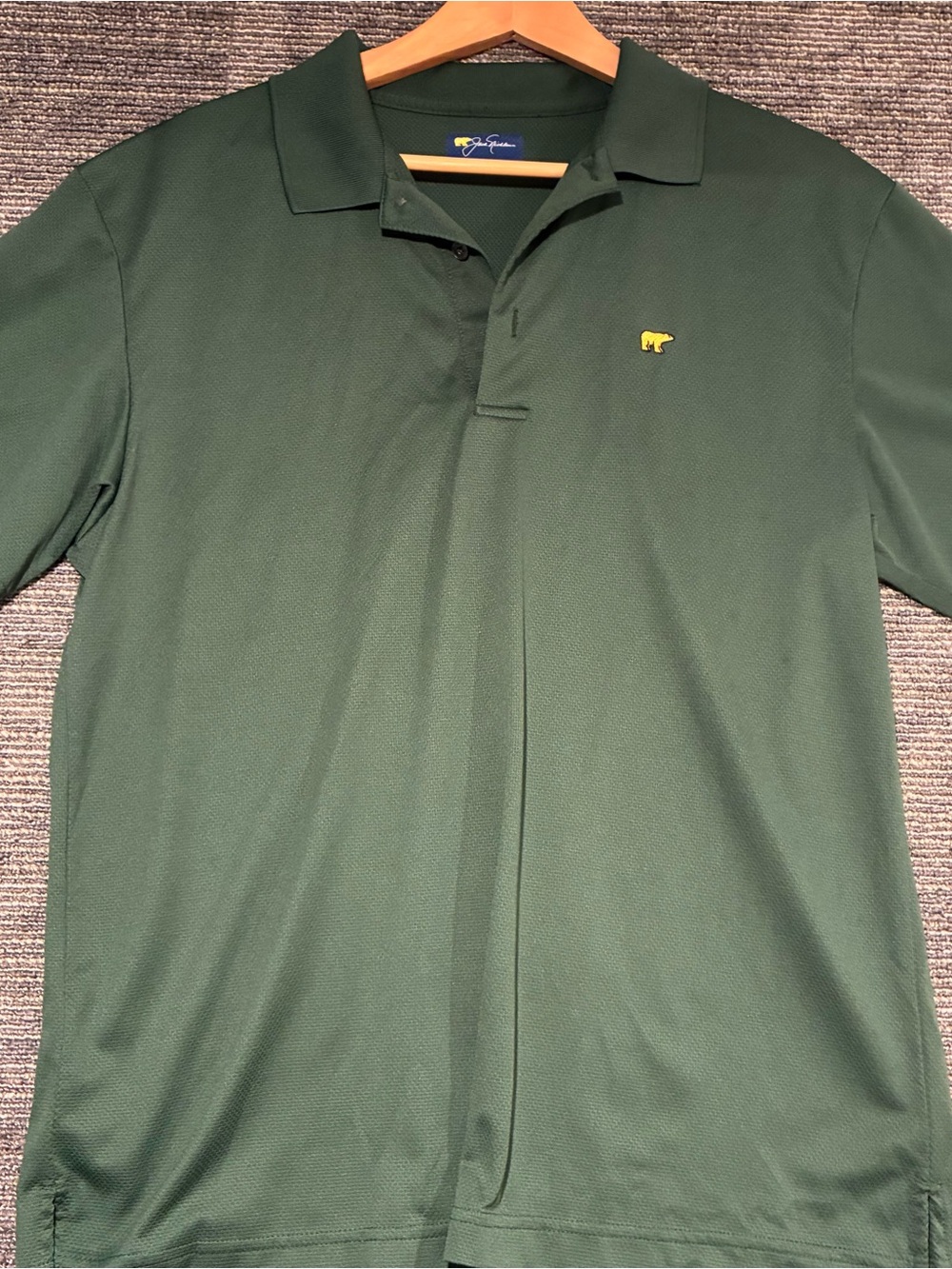 Jack Nicklaus Green Polo Shirt with Small Golden Bear Logo Sz L
